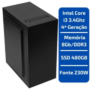 CPU - Intel Core i3 3.5ghz 4aGer /Memória 8Gb/DDR3 /SSD 480Gb /Fonte 230W