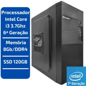 CPU - Intel Core i3 3.7Ghz 6a Geração Memória 8Gb/DDR4 SSD 120Gb Fonte 230W