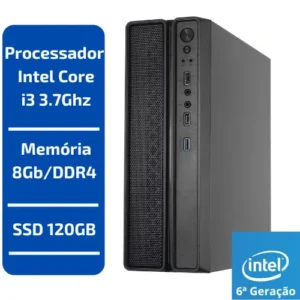 CPU - Intel Core i3 3.7Ghz 6ª Geração Memória 8Gb/DDR4 SSD 120Gb Gabinete Slim